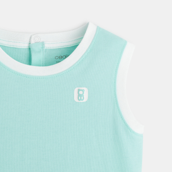 قميص بدون أكمام من القطن باللون الأزرق للأطفال الصغار